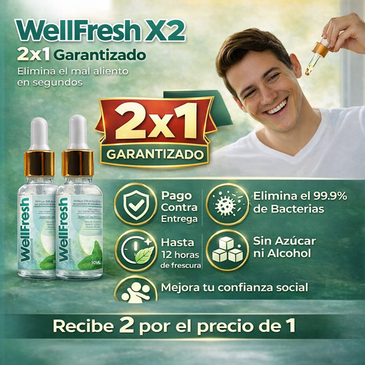 Llévate 2 WellFresh originales por el precio de 1: Eliminan el mal aliento en segundos