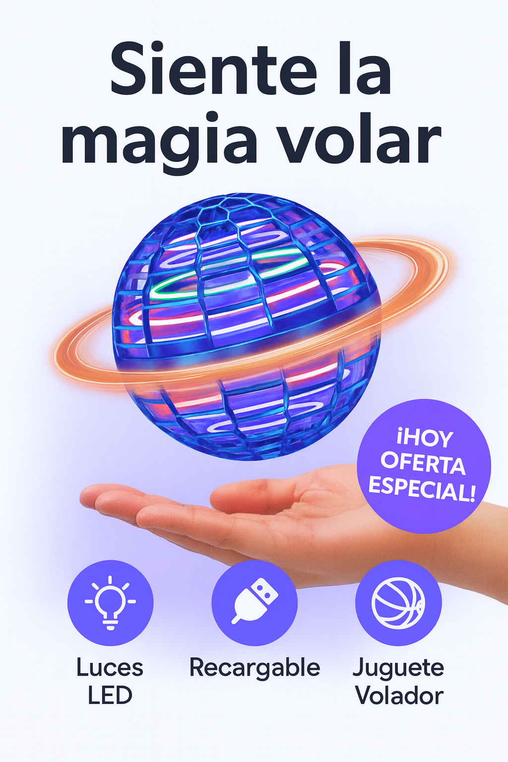 🎇 Bola Voladora Mágica LED – Diversión que Flota, Gira y Regresa